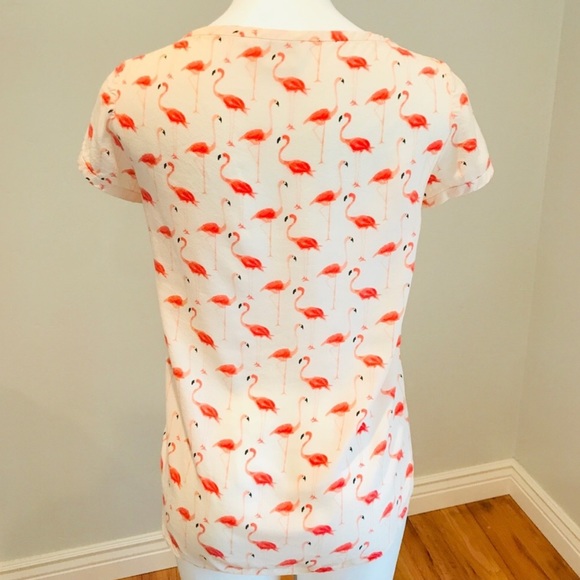 ❌SOLD ❌ Kate Spade Pink Flamingo Silk Boatneck Top - Picture 5 of 8